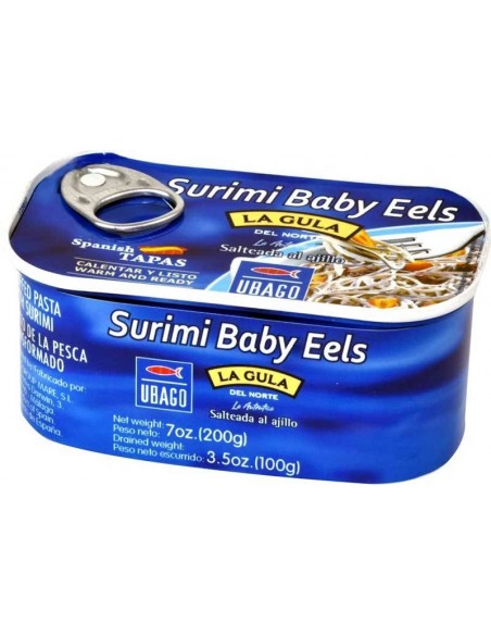 Ubago Surimi Baby Eels with Garlic 7oz Conservas Ubago - 1
